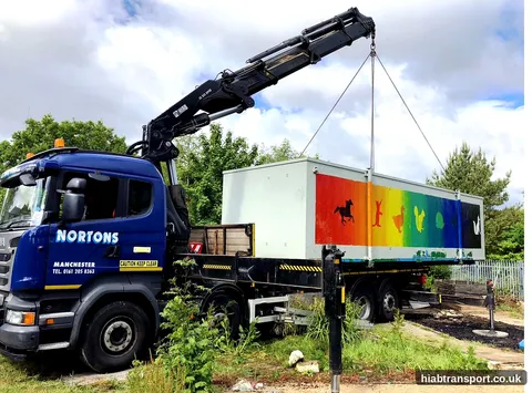 Decorative container lift, North West UK