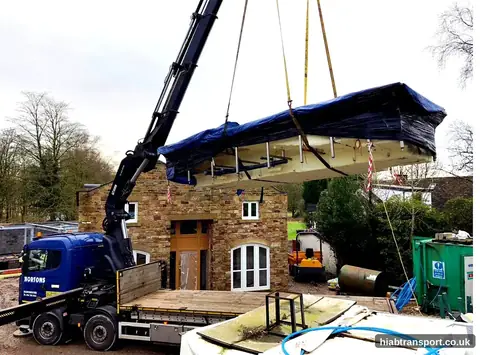 HIAB crane rooftop structure lift North West UK
