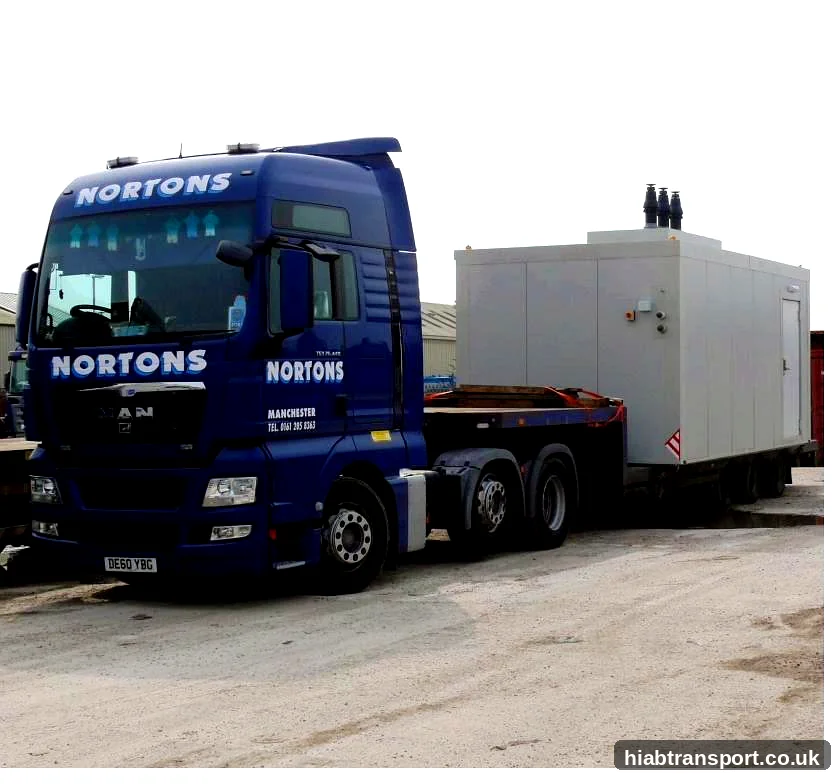 Oversized load on a HIAB Transport flatbed in Manchester