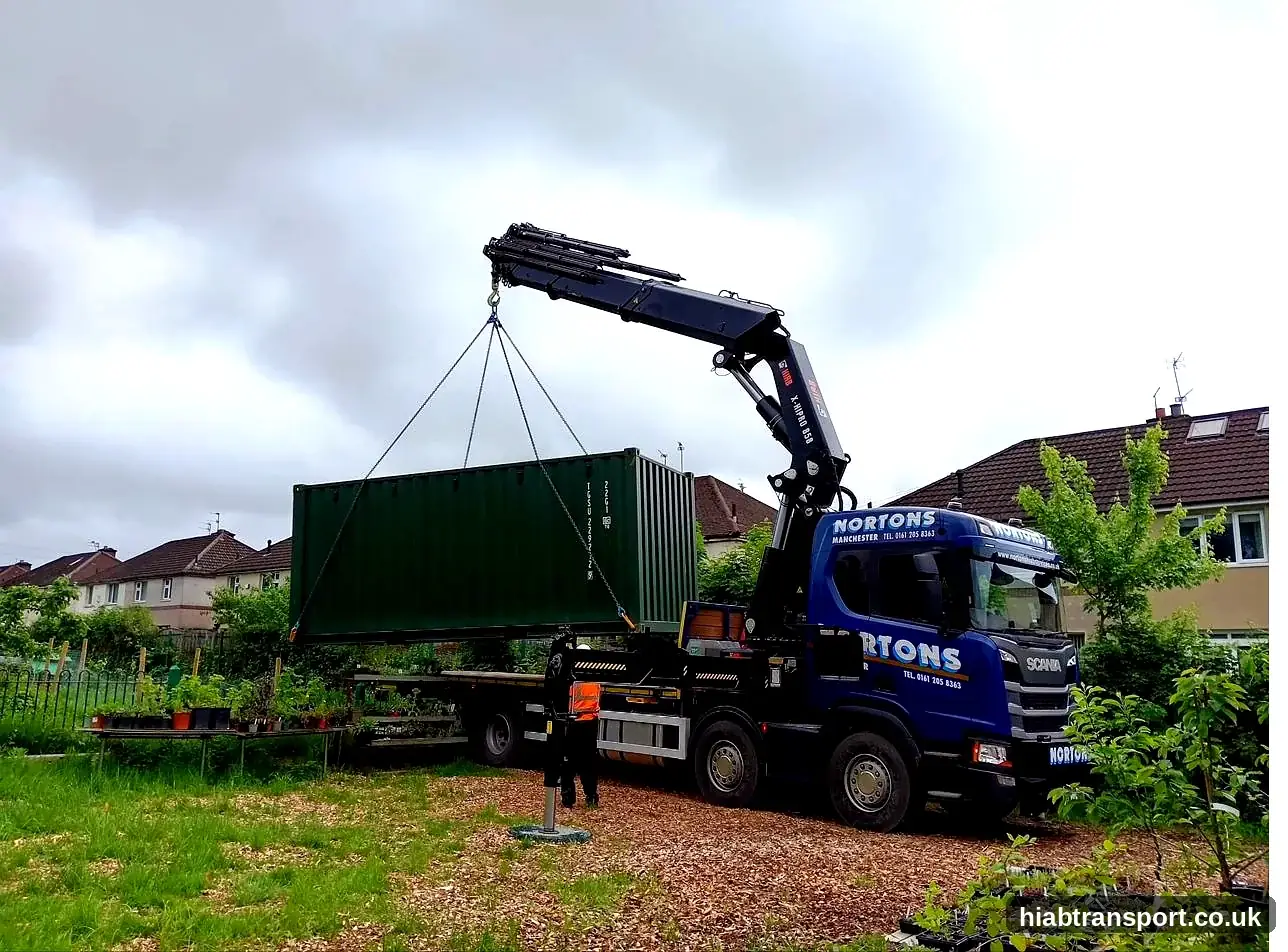 HIAB shipping container delivery UK