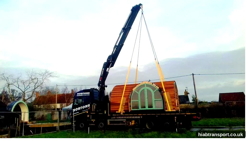 HIAB transport timber glamping pod delivery UK events logistics