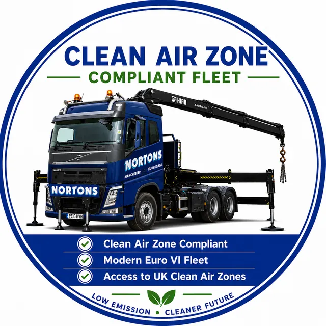 Clean Air Zone compliance badge — HIAB Transport Euro VI fleet
